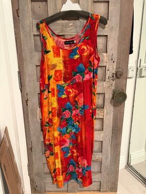 Vibrant jams world xl Red & Yellow Floral Sleeveless Maxi Dress